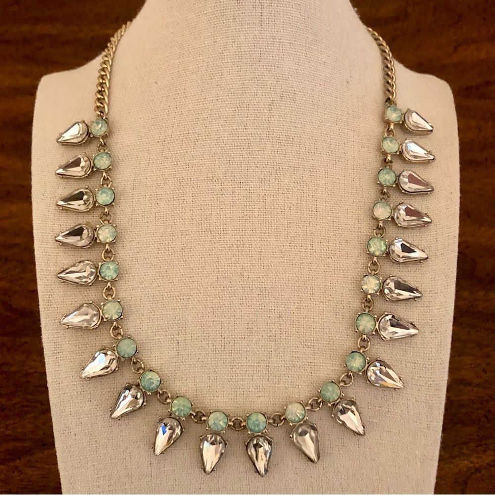 bella jack | Mint Green Rhinestone Statement Necklace | 19” Adjustable
